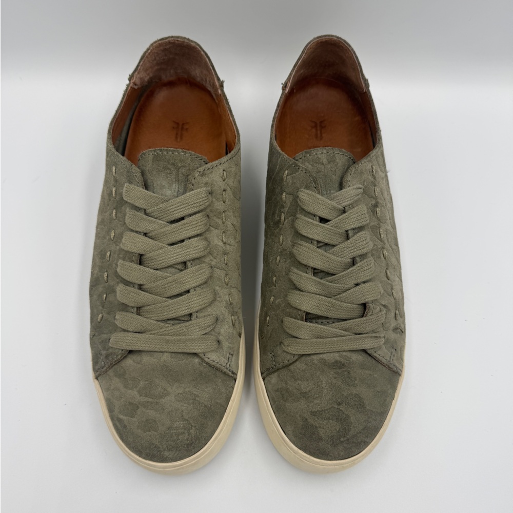 Frye Women’s Lena Low Lace Suede Sneaker, Olive Green, SIZE: 7 - Picture 4 of 12